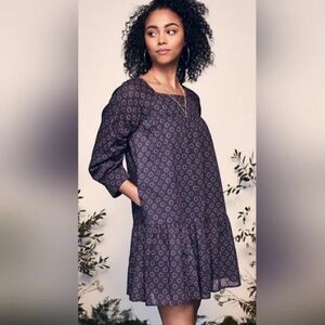 Chic Black Patterned Mini Dress